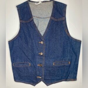 Vintage Denim Vest By Danik 100% Cotton Sz Lg